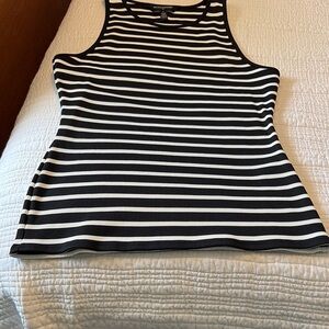 White House Black Market Black and White Sleeveless Fitted Tank